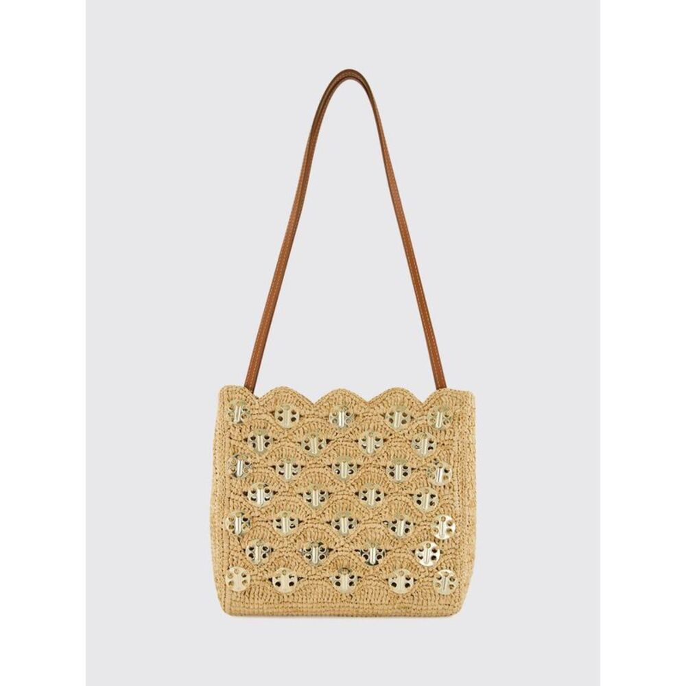 Rabanne Women Rabanne 1969 Raffia And Steel Shoulder Bag With Leather Handle
